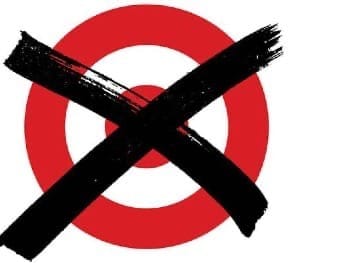 Image of the Target logo with a large X painted over it.